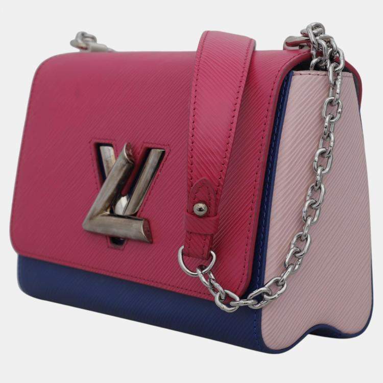 Pre Owned Louis Vuitton Soft Pink, Pink, Blue Epi Leather Twist MM Bag 