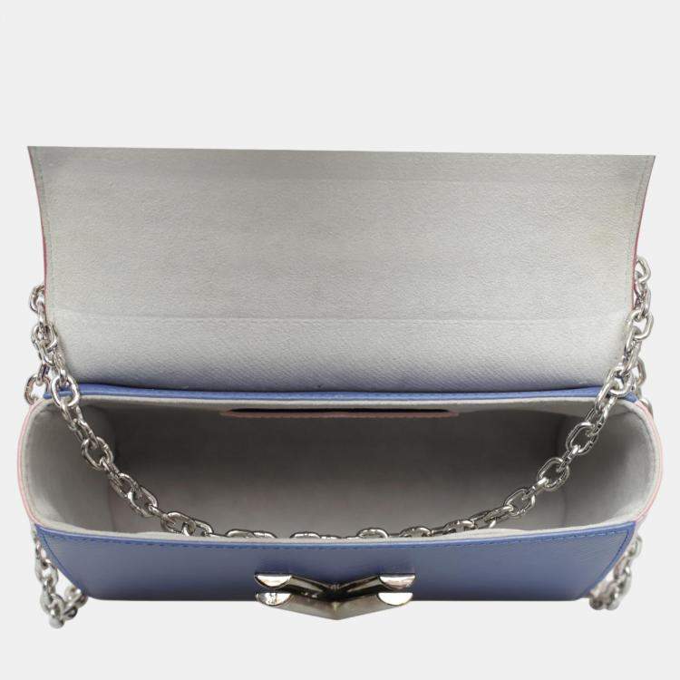 Pre Owned Louis Vuitton Soft Pink, Pink, Blue Epi Leather Twist MM Bag 