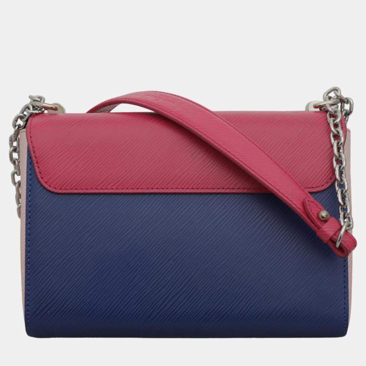Pre Owned Louis Vuitton Soft Pink, Pink, Blue Epi Leather Twist MM Bag 