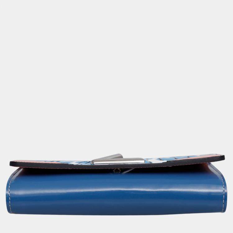 Pre Owned Louis Vuitton Blue Epi Leather Aqua Twist Wallet on Chain