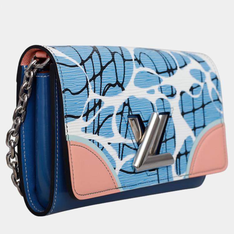 Pre Owned Louis Vuitton Blue Epi Leather Aqua Twist Wallet on Chain