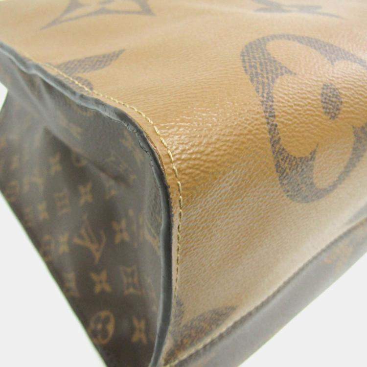 Pre Owned Louis Vuitton Beige Brown Monogram Reverse OnTheGo GM Tote
