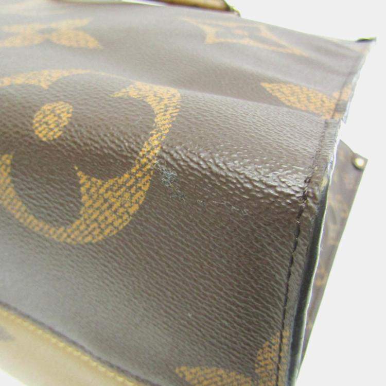 Pre Owned Louis Vuitton Beige Brown Monogram Reverse OnTheGo GM Tote