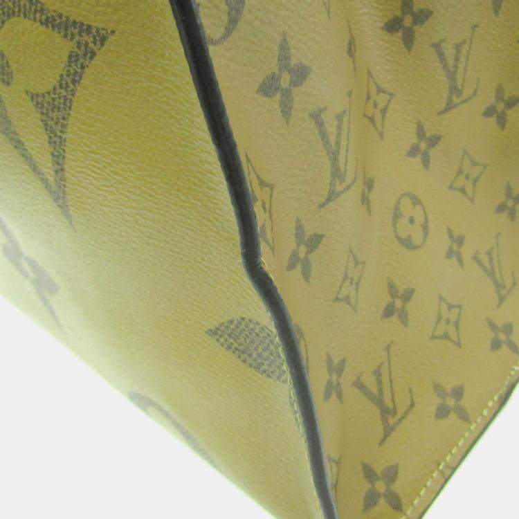 Pre Owned Louis Vuitton Beige Brown Monogram Reverse OnTheGo GM Tote
