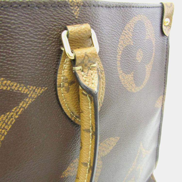 Pre Owned Louis Vuitton Beige Brown Monogram Reverse OnTheGo GM Tote