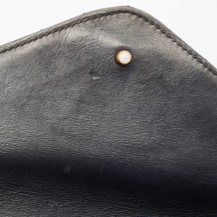 Pre Owned Louis Vuitton Black Leather Chain New Wave MM Bag