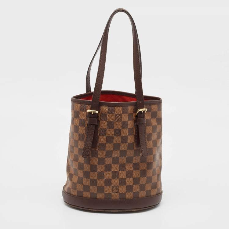 Pre Owned Louis Vuitton Damier Ebene Canvas Marais Bucket Bag