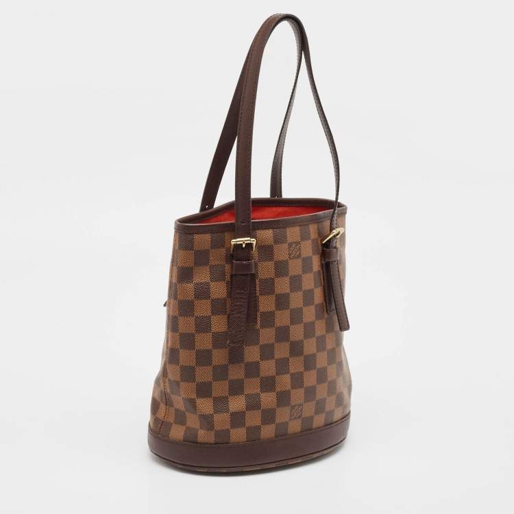Pre Owned Louis Vuitton Damier Ebene Canvas Marais Bucket Bag