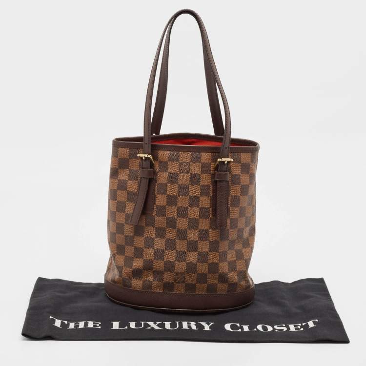 Pre Owned Louis Vuitton Damier Ebene Canvas Marais Bucket Bag