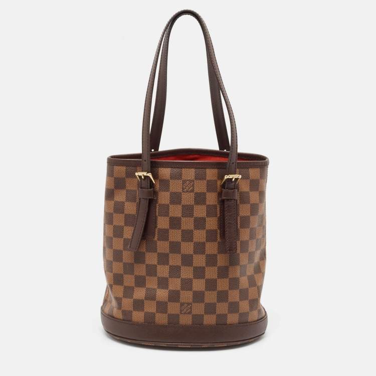 Pre Owned Louis Vuitton Damier Ebene Canvas Marais Bucket Bag