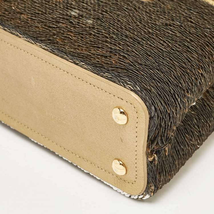 Pre Owned Louis Vuitton Gold Leather and Sequins Capucines Mini Bag