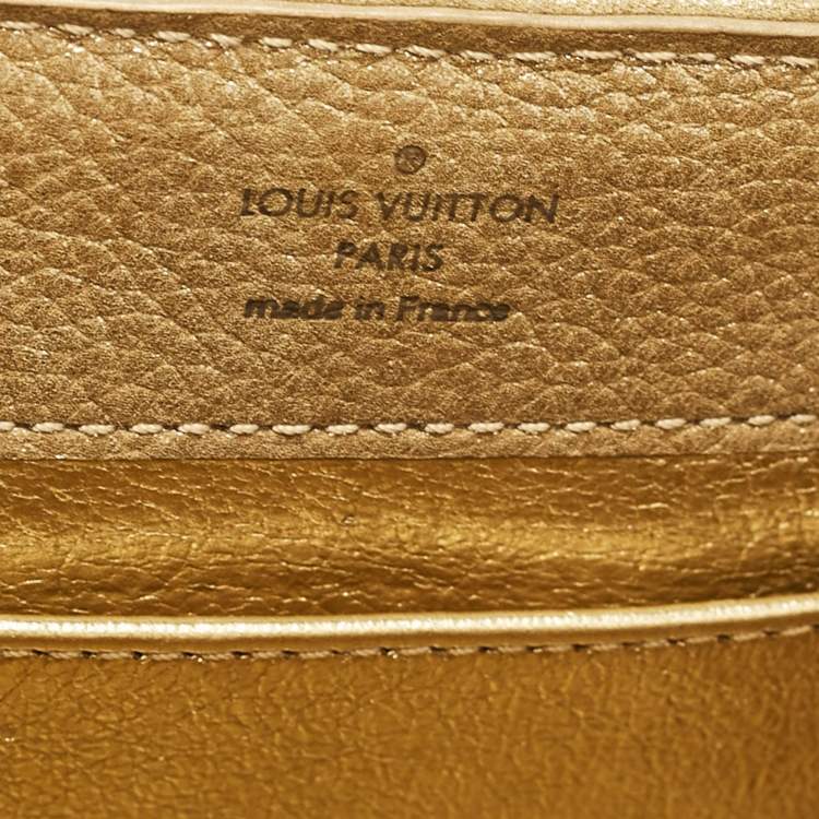 Pre Owned Louis Vuitton Gold Leather and Sequins Capucines Mini Bag