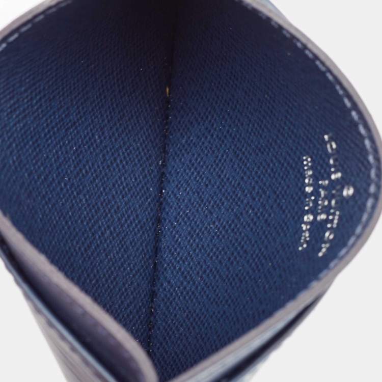 Pre Owned Louis Vuitton Blue Marine Epi Leather Card Holder