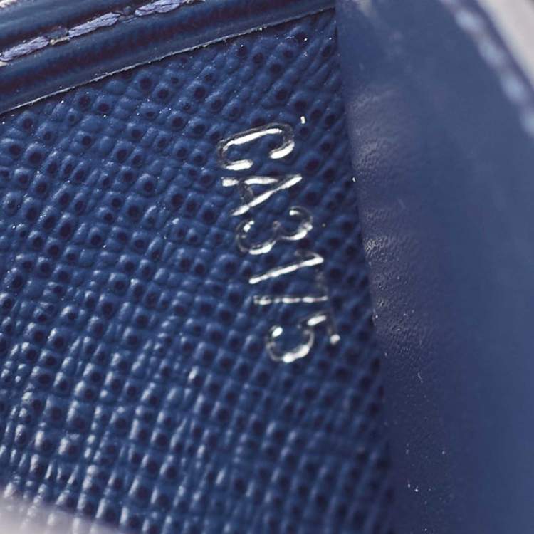Pre Owned Louis Vuitton Blue Marine Epi Leather Card Holder