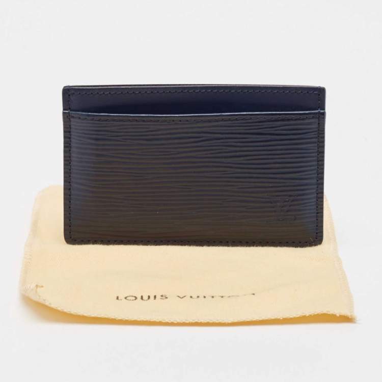 Pre Owned Louis Vuitton Blue Marine Epi Leather Card Holder