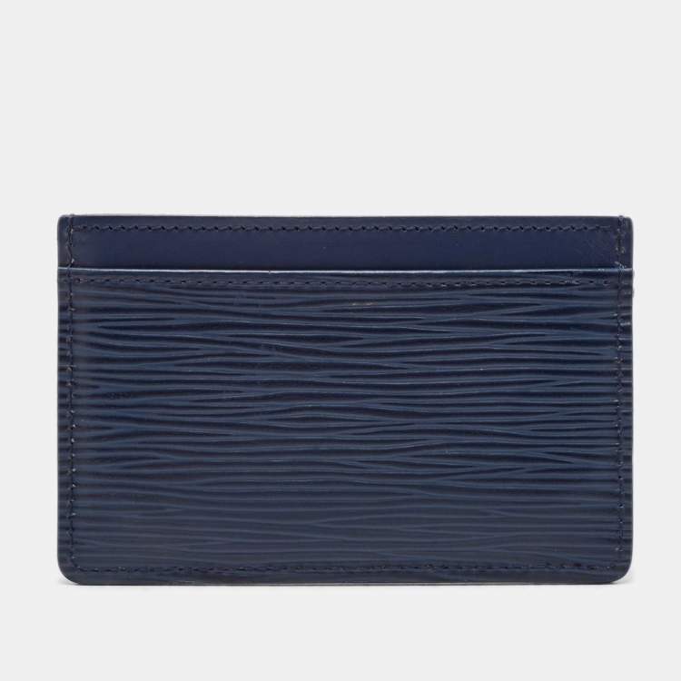 Pre Owned Louis Vuitton Blue Marine Epi Leather Card Holder