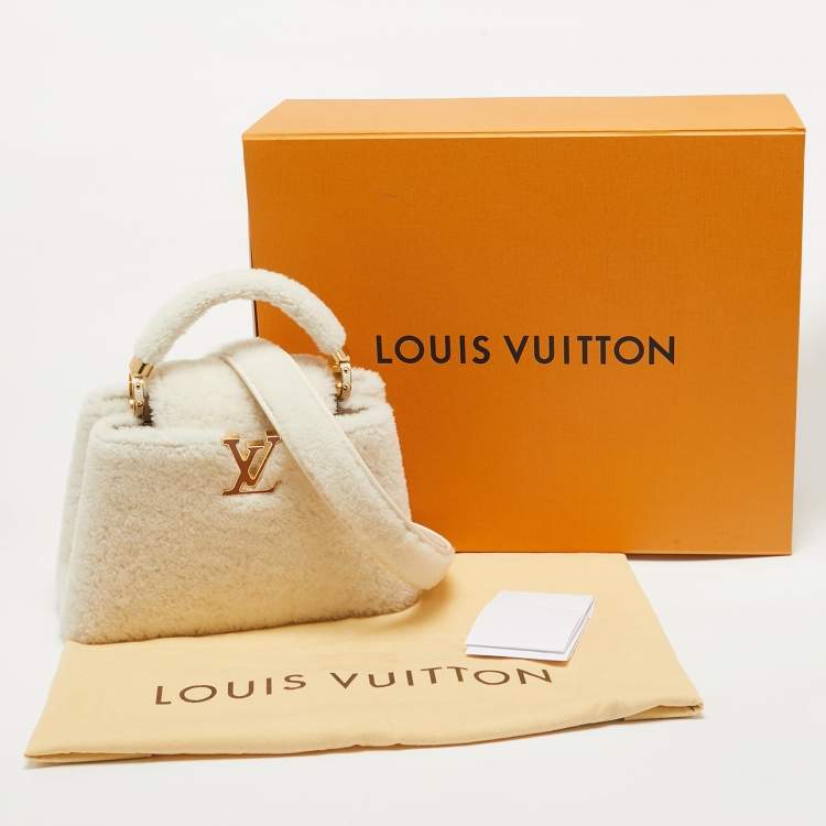Pre Owned Louis Vuitton Blanc Shearling and Taurillon Leather Capucines BB Bag