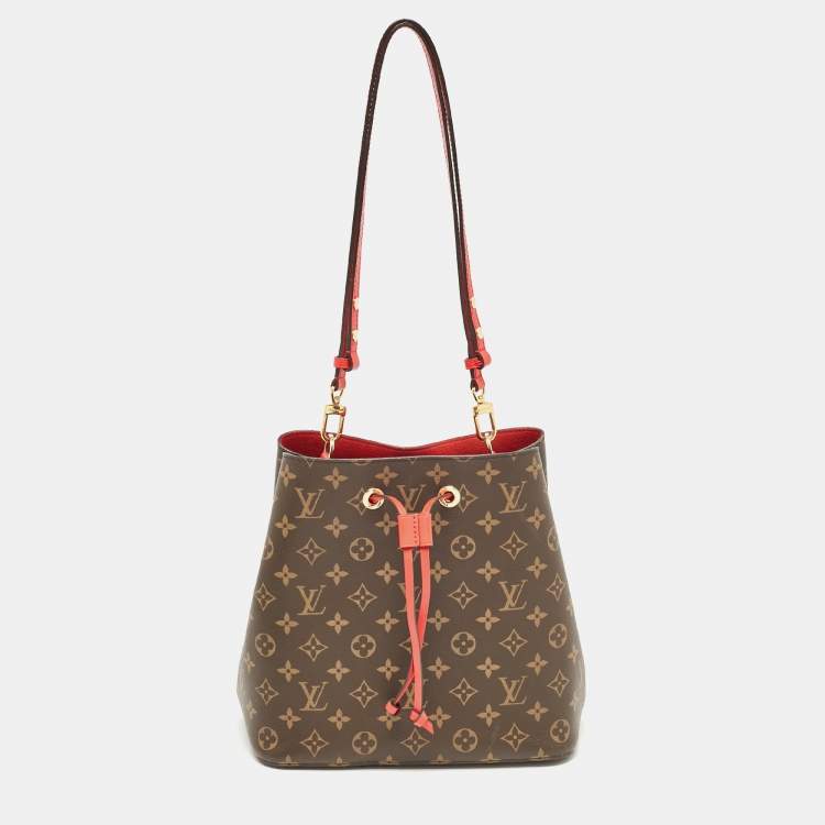 Pre Owned Louis Vuitton Coquelicot Red Monogram Canvas NeoNoe MM Bag