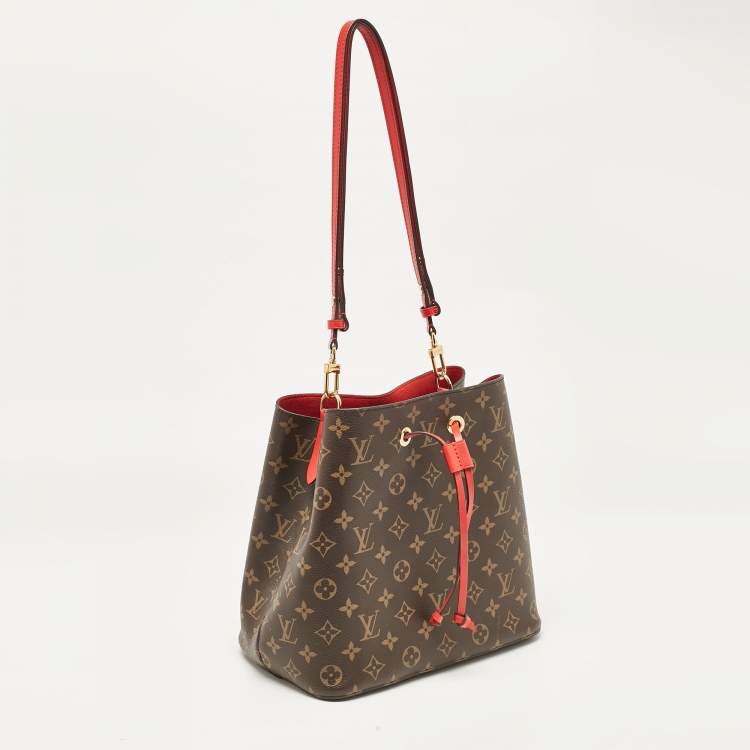 Pre Owned Louis Vuitton Coquelicot Red Monogram Canvas NeoNoe MM Bag
