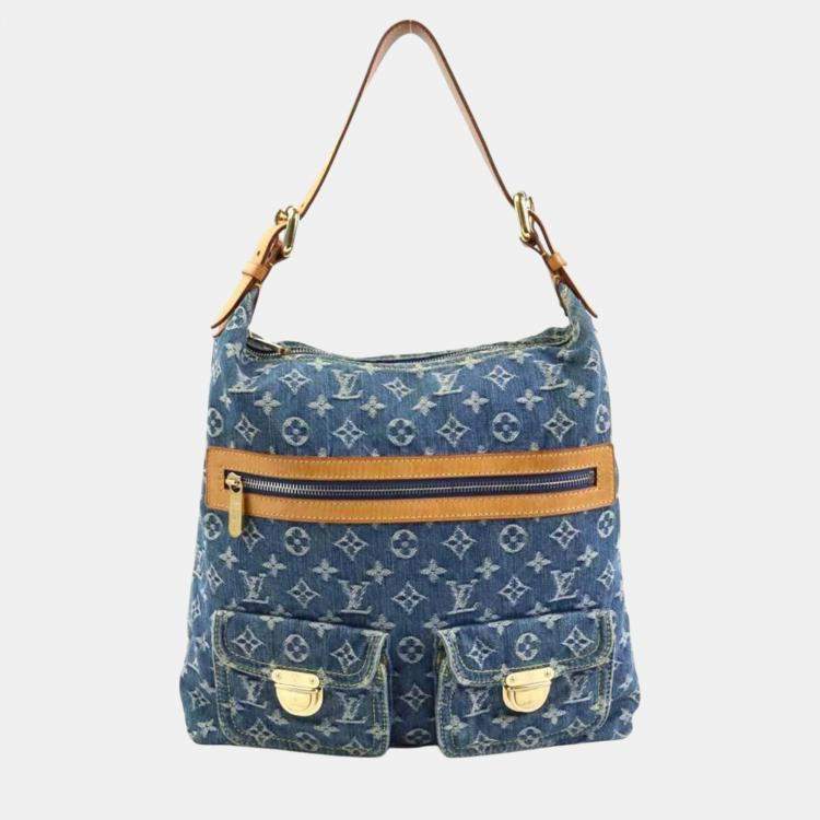 Pre Owned Louis Vuitton Monogram Denim Baggy GM Blue Gold bag