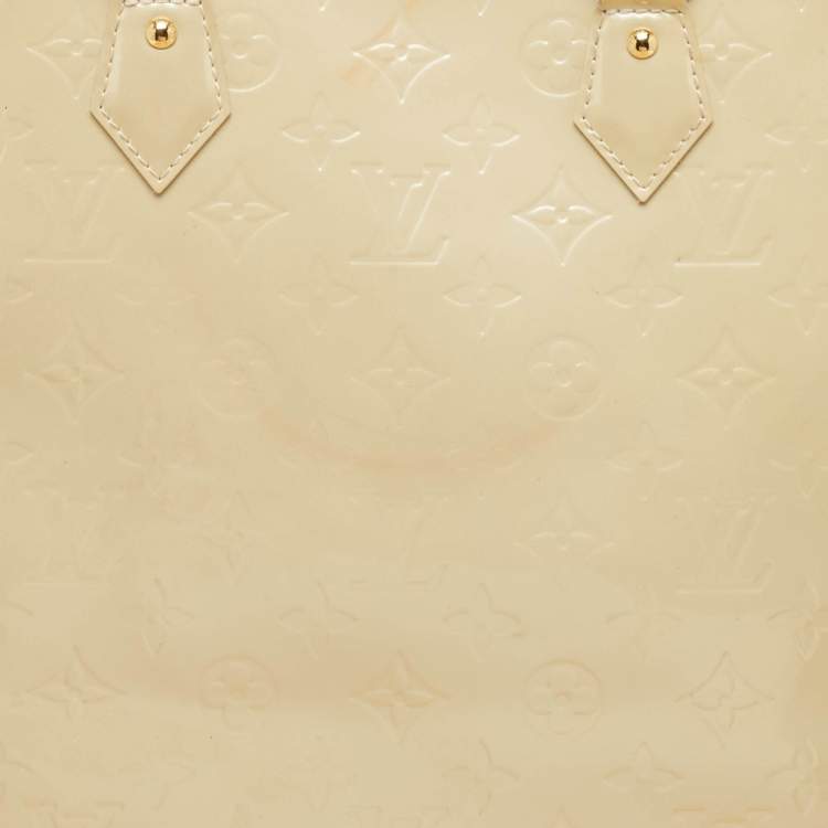 Pre Owned Louis Vuitton Cream Monogram Vernis Alma GM Bag
