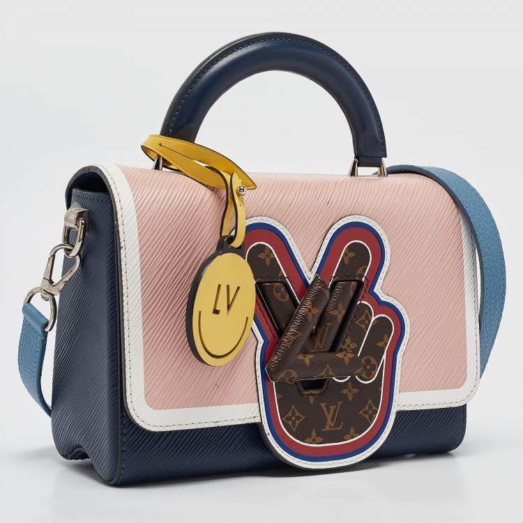Pre Owned Louis Vuitton Blue/Multicolor Epi Leather Peace Love Twist MM Top Handle Bag