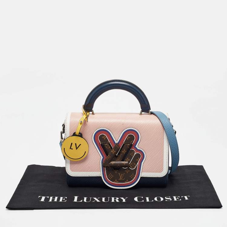 Pre Owned Louis Vuitton Blue/Multicolor Epi Leather Peace Love Twist MM Top Handle Bag