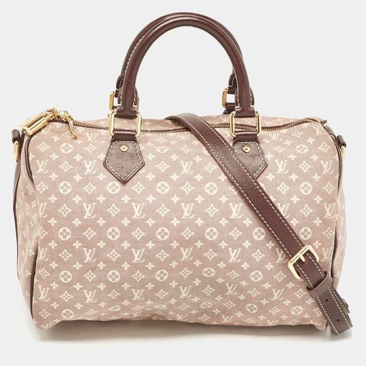 Pre Owned Louis Vuitton Sepia Monogram Mini Lin Canvas Speedy 30 Bag