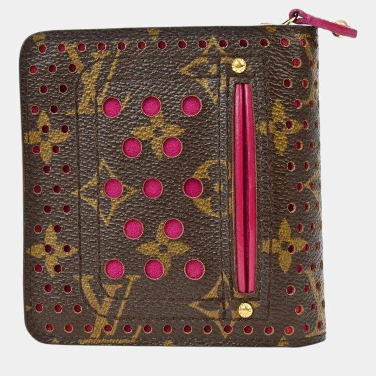 Pre Owned Louis Vuitton Monogram Perfo Compact Zip Wallet