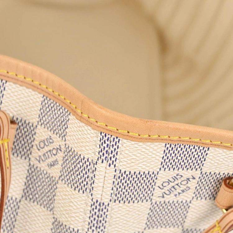Pre Owned Louis Vuitton Damier Azur Neverfull PM Tote Handbag