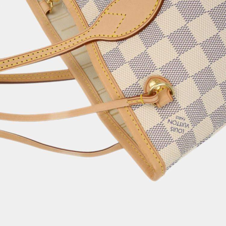 Pre Owned Louis Vuitton Damier Azur Neverfull PM Tote Handbag