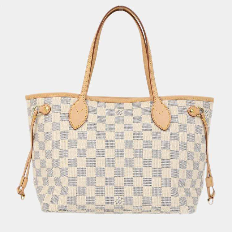 Pre Owned Louis Vuitton Damier Azur Neverfull PM Tote Handbag