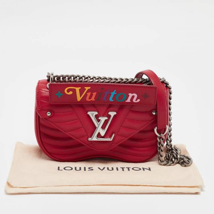 Pre Owned Louis Vuitton Red Leather New Wave Chain PM Bag