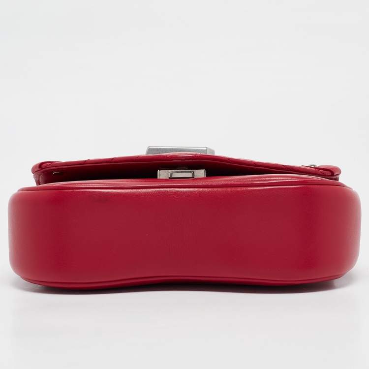 Pre Owned Louis Vuitton Red Leather New Wave Chain PM Bag