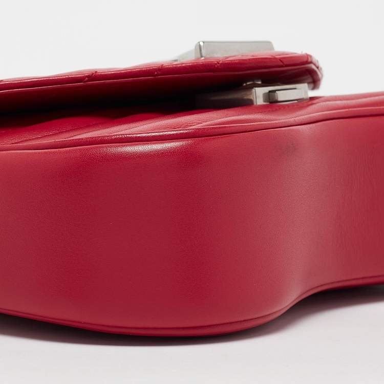 Pre Owned Louis Vuitton Red Leather New Wave Chain PM Bag