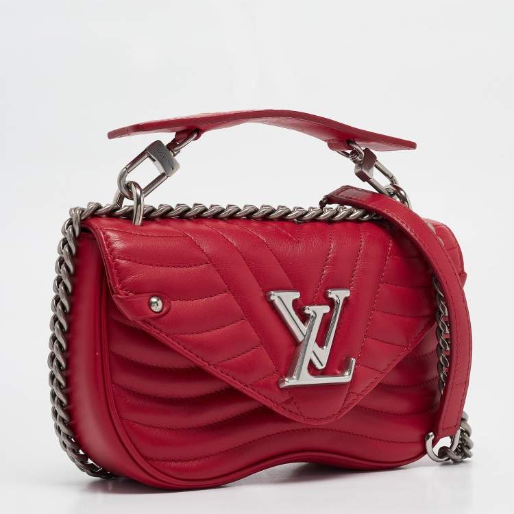 Pre Owned Louis Vuitton Red Leather New Wave Chain PM Bag