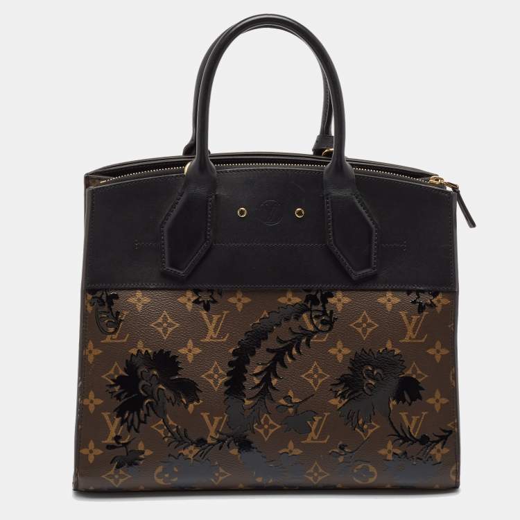 Pre Owned Louis Vuitton Black Monogram Canvas and Leather Blossom City Steamer MM Bag
