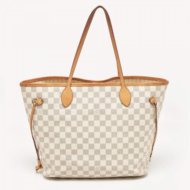 Pre Owned Louis Vuitton Damier Azur Neverfull MM Bag