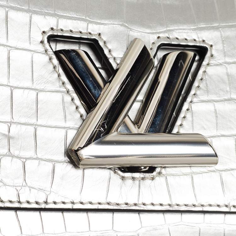 Pre Owned Louis Vuitton Silver Alligator Twist PM Bag