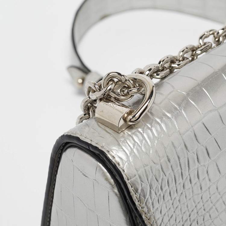 Pre Owned Louis Vuitton Silver Alligator Twist PM Bag