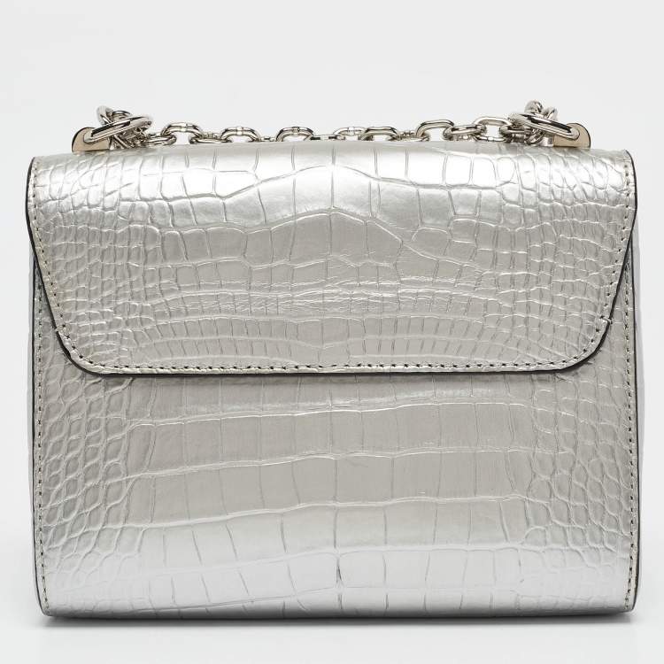 Pre Owned Louis Vuitton Silver Alligator Twist PM Bag