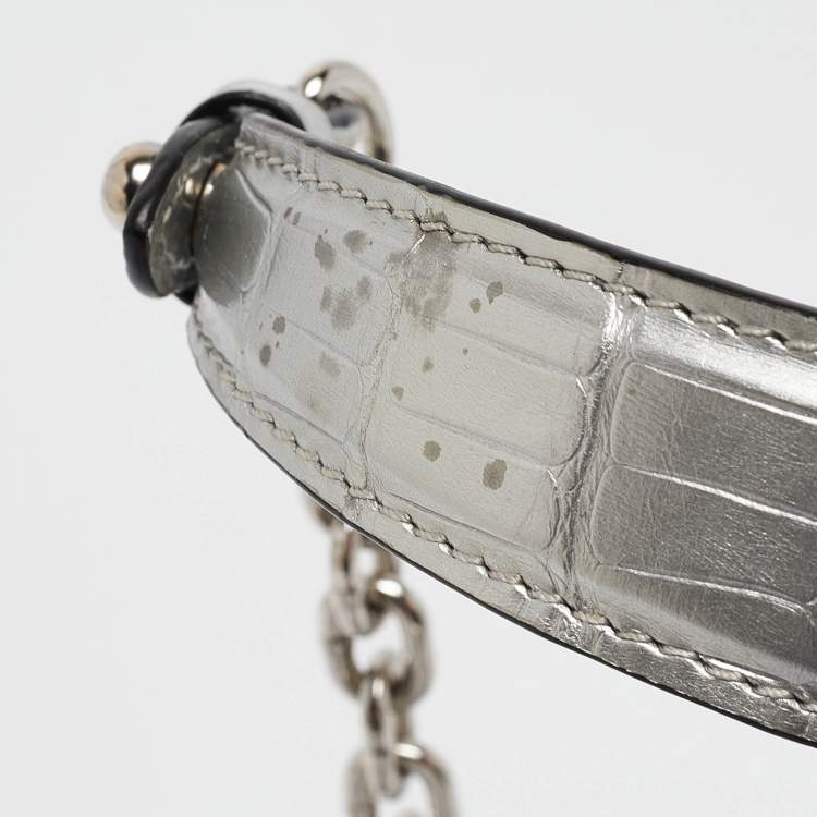 Pre Owned Louis Vuitton Silver Alligator Twist PM Bag