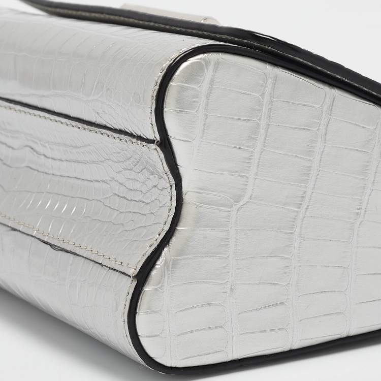 Pre Owned Louis Vuitton Silver Alligator Twist PM Bag