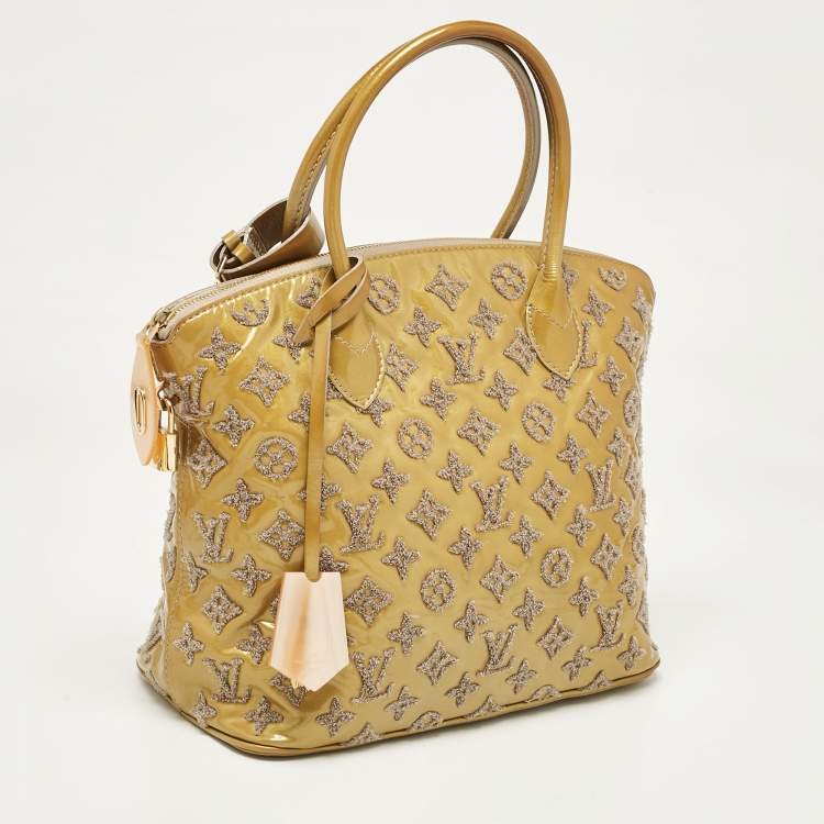Pre Owned Louis Vuitton Gris Monogram Patent Leather Limited Edition Fascination Lockit Bag
