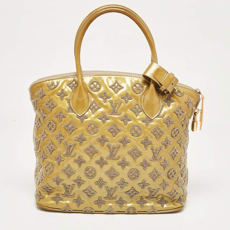 Pre Owned Louis Vuitton Gris Monogram Patent Leather Limited Edition Fascination Lockit Bag
