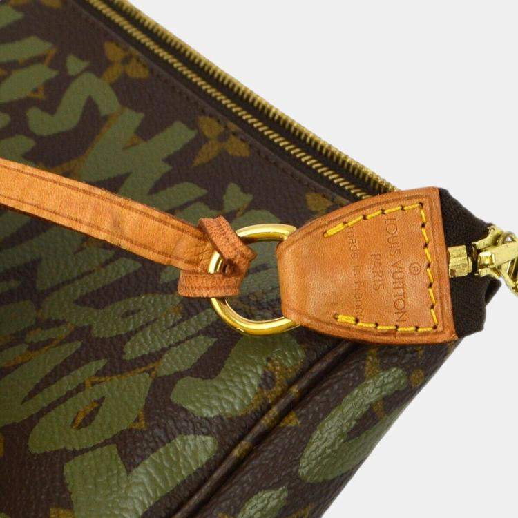 Pre Owned Louis Vuitton khaki Graffiti Pochette Handbag