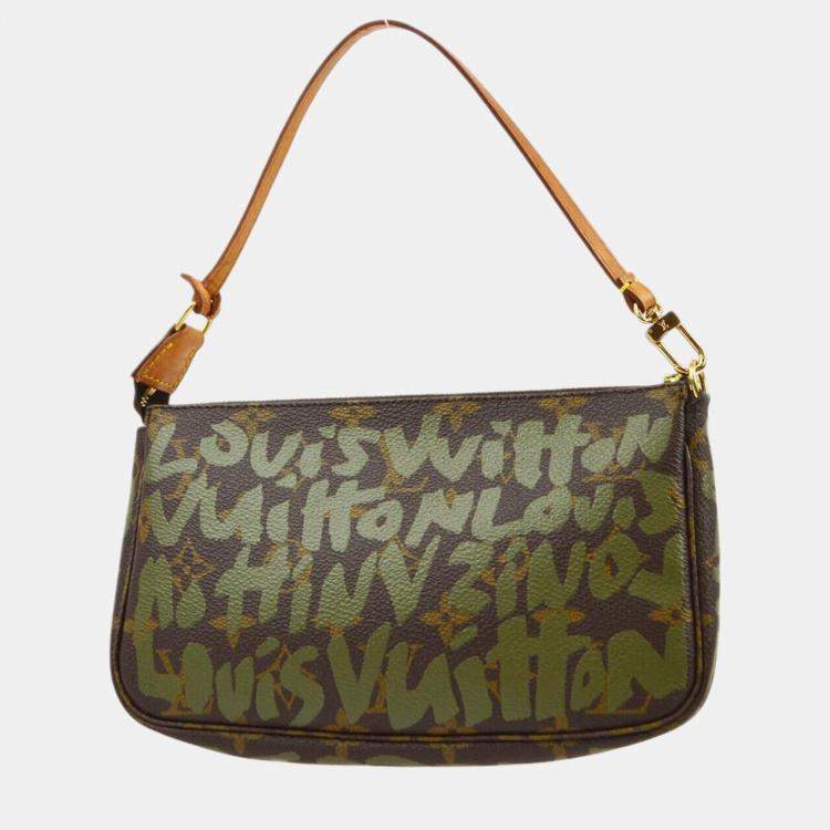 Pre Owned Louis Vuitton khaki Graffiti Pochette Handbag