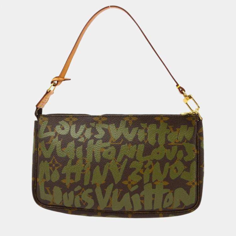 Pre Owned Louis Vuitton khaki Graffiti Pochette Accessoires Handbag