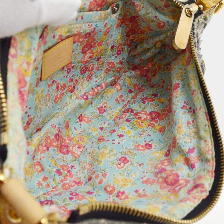Pre Owned Louis Vuitton Black Monogram Denim Patchwork Pouchy Handbag