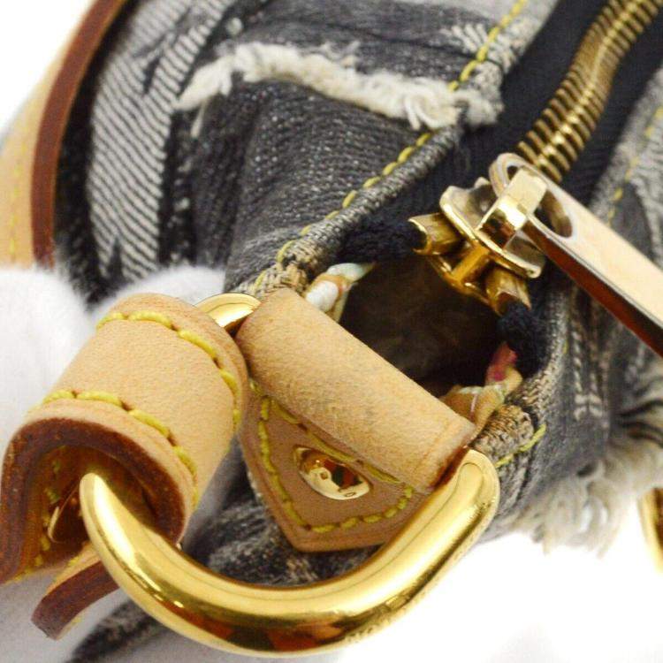 Pre Owned Louis Vuitton Black Monogram Denim Patchwork Pouchy Handbag
